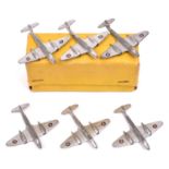 A trade pack of Dinky Toys RAF Meteor Twin Jet Fighters (732-70E). A complete set of 6 in silver