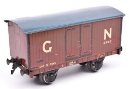 A Gauge One Marklin for Gamages GNR 8-ton Freight Van, 2882. With brown wood-effect litho printed