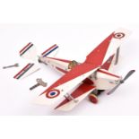 A French Mecavion clockwork constructor plane. In red and white with RAF roundals. GC-VGC, minor