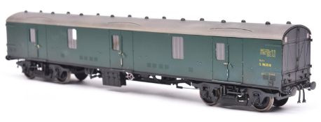 An O gauge railway 7mm finescale kit built BR General Utility Van. A bogie GUV in dark green