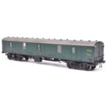 An O gauge railway 7mm finescale kit built BR General Utility Van. A bogie GUV in dark green