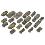 20 Dinky Military Toys. 2x Stalwart, 2x Centurion Tank, 2x Foden 10-Ton Army truck, 2x Armoured