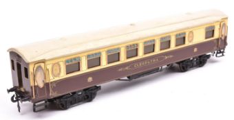A Gauge One railway Marklin Pullman Car with opening doors. Cleopatra, in lined chocolate and