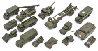 15 Dinky Military Toys. Missile Erector Vehicle, no missile. Centurion Tank, Foden 10-Ton Army