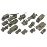 15 Dinky Military Toys. Missile Erector Vehicle, no missile. Centurion Tank, Foden 10-Ton Army