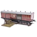 A Gauge One railway Carette for Bassett Lowke LMS 1924 Royal Mail TPO coach. Travelling Post