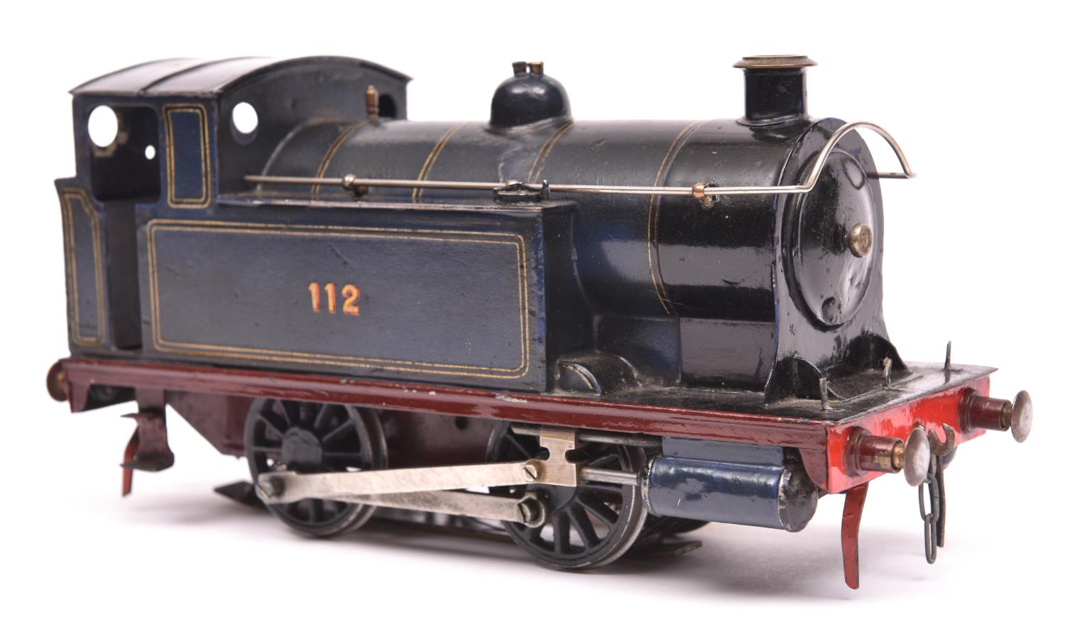 A Gauge One Railway Bing outside cylinder 0-4-0 tank locomotive .For 3-rail running, an example in