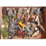 A quantity of Britains etc Zoo animals. Elephants, lions, camels, Zebra, Bison, Rhino, Deer,