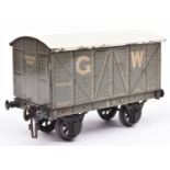 A Gauge One Carette for Bassett Lowke GWR 10-ton Ventilated Van, 16367. With grey litho printed
