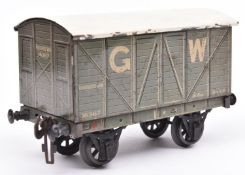 A Gauge One Carette for Bassett Lowke GWR 10-ton Ventilated Van, 16367. With grey litho printed