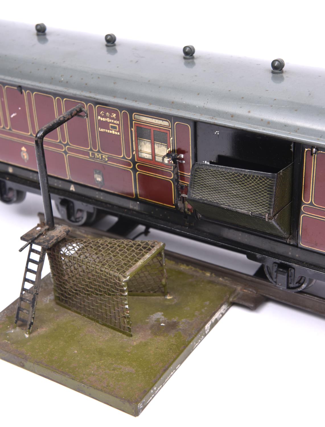 A Gauge One railway Carette for Bassett Lowke LMS 1924 Royal Mail TPO coach. Travelling Post - Image 2 of 3