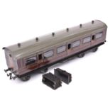 A Gauge One railway Bing 1921 GWR Full First corridor compartment coach with opening doors. 132,