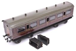 A Gauge One railway Bing 1921 GWR Full First corridor compartment coach with opening doors. 132,