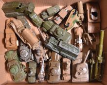 An interesting Collection of various die-cast and lead toy tanks. By Barclay New Jersey U.S.A. Slush