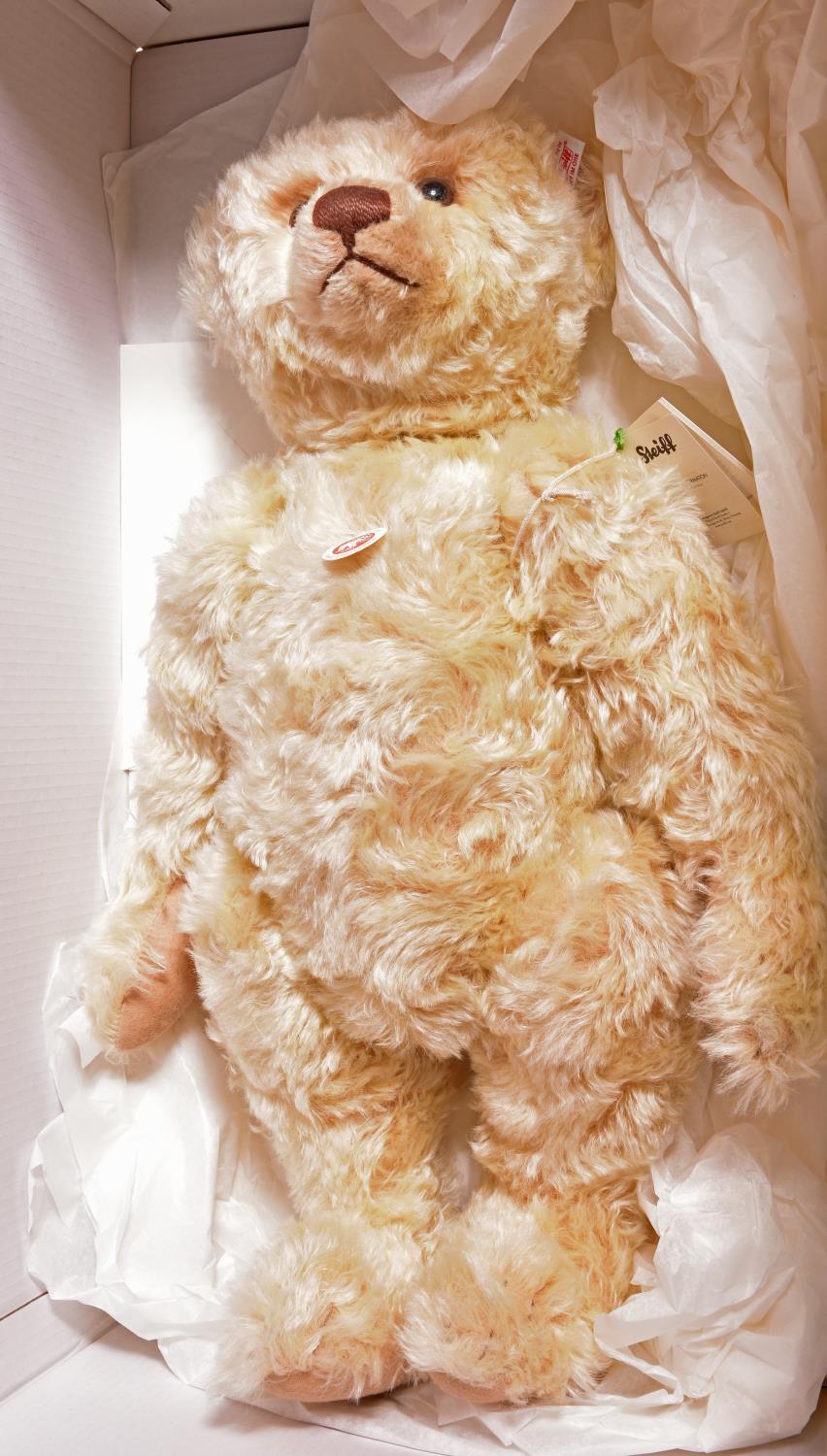 A Steiff Teddy Bear. Named Sunny, with a very pale yellow mohair finish. Height 60cm. (035746).