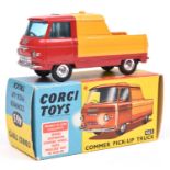 Corgi Toys Commer Pick-Up Truck (465). Red cab and chassis with yellow rear body, dished spun wheels