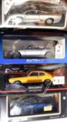 4 1:18 scale Cars. Auto Art 2006 Jaguar XK Convertible in Liquid Silver. Minichamps 1970 Ford