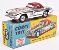 Corgi Toys Mercedes-Benz 300SL Hardtop Roadster (304S). Vacuum plated example in silver with red