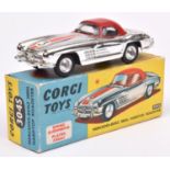 Corgi Toys Mercedes-Benz 300SL Hardtop Roadster (304S). Vacuum plated example in silver with red