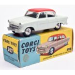 Corgi Toys Standard Vanguard III Saloon (207). A harder to find example in pale green with red roof,