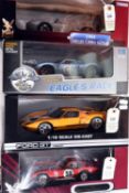 4 1:18 scale cars. Eagle Race Ford GT40 Mk2 1969 Le Mans in GULF light blue and orange livery,