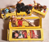 8x Pelham Puppets in 1960/70s issue boxes including; an SS3 Gypsy, a Rupert the Bear, an SS6