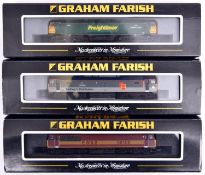 3x Graham Farish N gauge Co-Co diesel locomotives. A Freightliner Class 57/0 loco, Freightliner