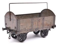 A Gauge One Carette for Bassett Lowke LBSCR Covered Wagon, 9088. With grey litho printed sides and