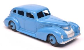 Dinky Toys 39 Series Chrysler Royal sedan (39e). An example in mid blue with mid blue ridged