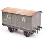 A Gauge One Carette for Bassett Lowke GWR 10-ton Ventilated Van, 16613. With grey litho printed
