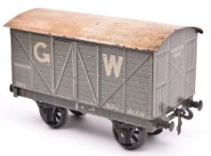 A Gauge One Carette for Bassett Lowke GWR 10-ton Ventilated Van, 16613. With grey litho printed