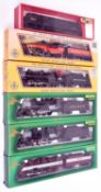 6x HO gauge railway locomotives in American outline by Mehano and Rivarossi. A L&N 4-6-2 tender