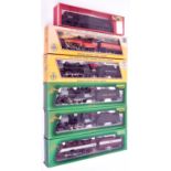 6x HO gauge railway locomotives in American outline by Mehano and Rivarossi. A L&N 4-6-2 tender