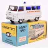 Corgi Toys Commer Ambulance (463). An example in white with red interior and blue rear windows, '