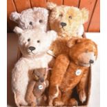 6 unboxed Teddy Bears. 3 Steiff - 1928 Classic Petsy. A brown coloured bear, height 40cm. A pink