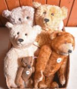 6 unboxed Teddy Bears. 3 Steiff - 1928 Classic Petsy. A brown coloured bear, height 40cm. A pink