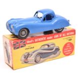 An Ideal 'Cars of All Nations' early plastic kit (constructed) of a Jaguar XK120 in blue. Boxed with