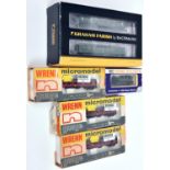 5x N gauge items by various makes. A Graham Farish SR 4-car EMU (372-676) in dark green livery. A