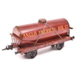A Gauge Two Carette Anglo American Oil Tanker. With maroon tank and chassis. GC, one strut missing