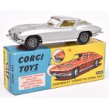Corgi Toys Chevrolet Corvette Sting Ray (310). An example in metallic silver with yellow interior,