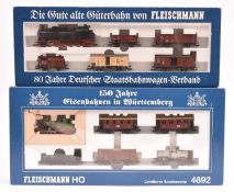 2x Fleischmann HO gauge German outline train packs. A Prussian State Railways 0-10-0T locomotive,