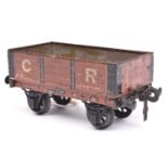 A Gauge One Carette for Bassett Lowke Caledonian Railway 8-ton Open Wagon, 71908. With brown wood-