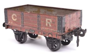 A Gauge One Carette for Bassett Lowke Caledonian Railway 8-ton Open Wagon, 71908. With brown wood-