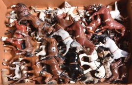 Quantity of Britains etc horses and ponies. Including 2x Jockey series race horses, one with rider