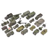 20 Dinky Military Toys. Centurion Tank, Bedford 3-Ton Army Wagon, Armoured Command Vehicle, Honest