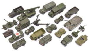 20 Dinky Military Toys. Centurion Tank, Bedford 3-Ton Army Wagon, Armoured Command Vehicle, Honest