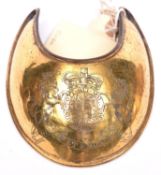 A George III officer’s gilt gorget engraved with the pre 1801Royal Arms. Good Condition (gilt