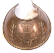 A rare William IV officer’s gilt gorget, engraved with the Royal cypher. Good Condition (gilt