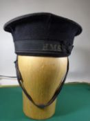 A post WWII Royal Navy Able Seaman’s cap with HMS cap tally, together with jumper, spare collar,