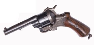 A good French 6 shot 9mm Lefaucheux Model 1862 double action pinfire revolver, number 10437 next